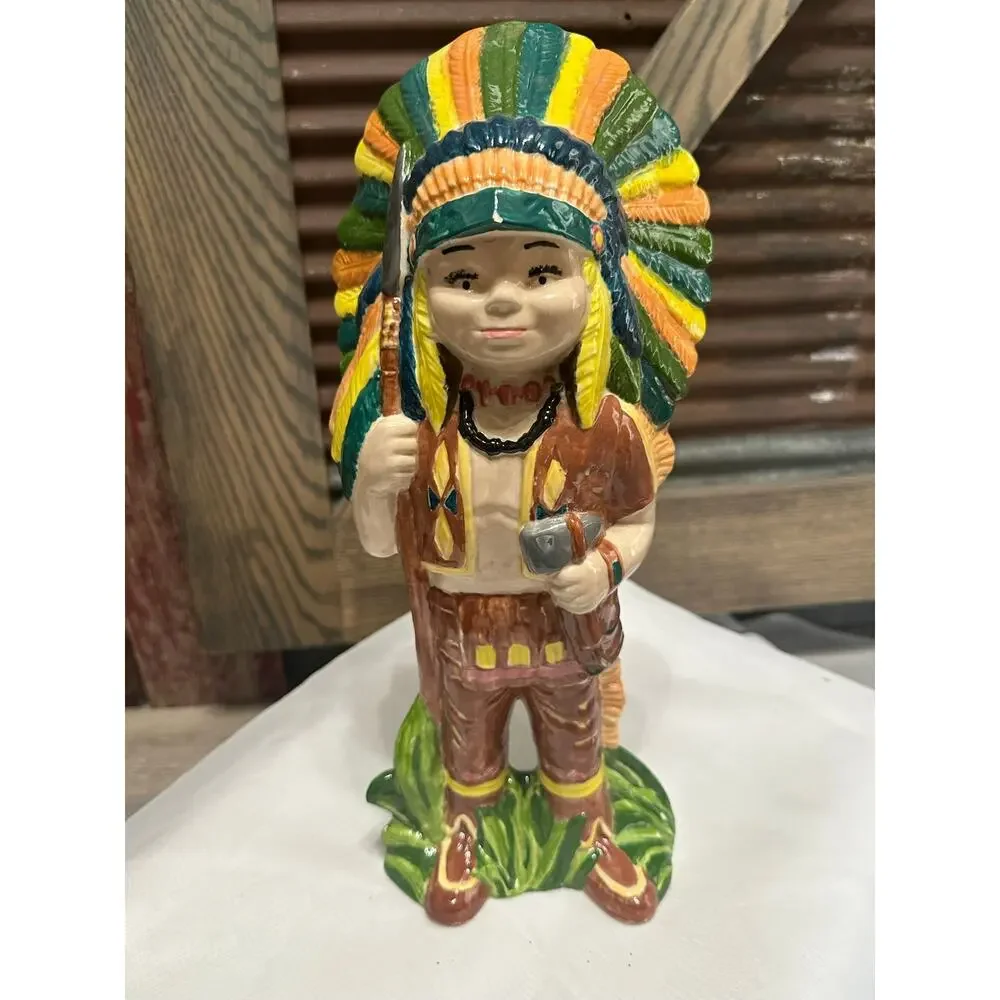 Hand painted Native American Statue